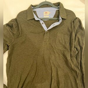 Faherty Long Sleeve Luxe Heathered Polo Brown XL